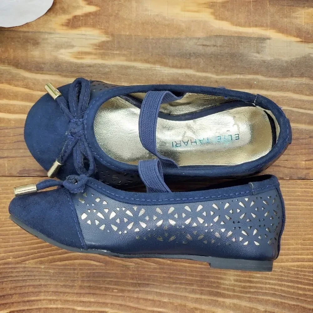 Elie Tahari Sporty Ballet Flats Navy Blue 5Y